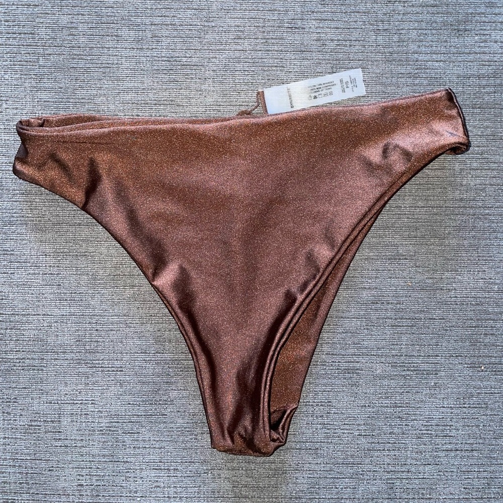 Brown Ischia Shiny Bikini Bottom - Picture 2 of 3